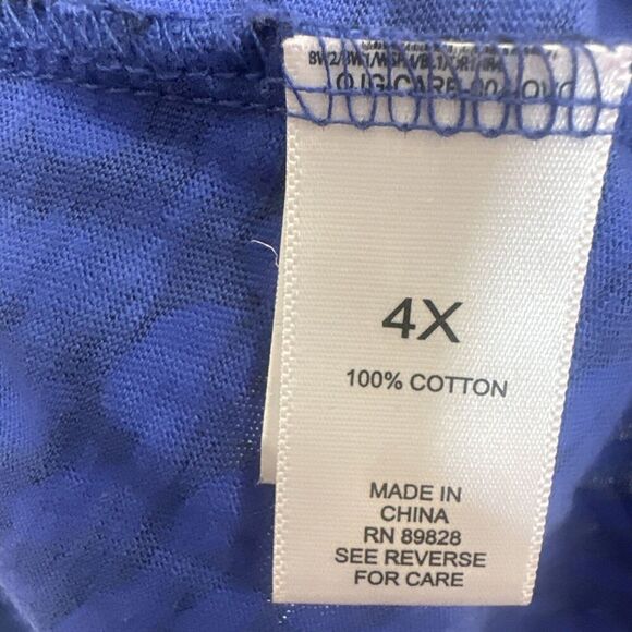 LOGO Lori Goldstein Perina Spotted Printed Tee T-Shirt Plus Size 4X Blue S/S - Picture 6 of 8